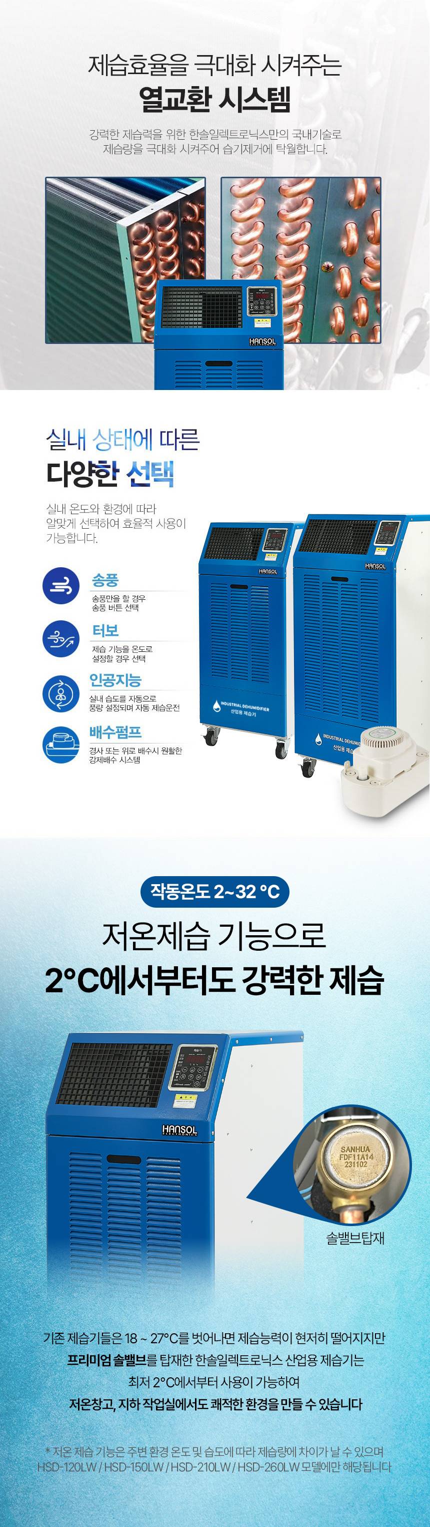 한솔 / 저온형 산업용제습기 260L / HSD-260LW 무료배송
