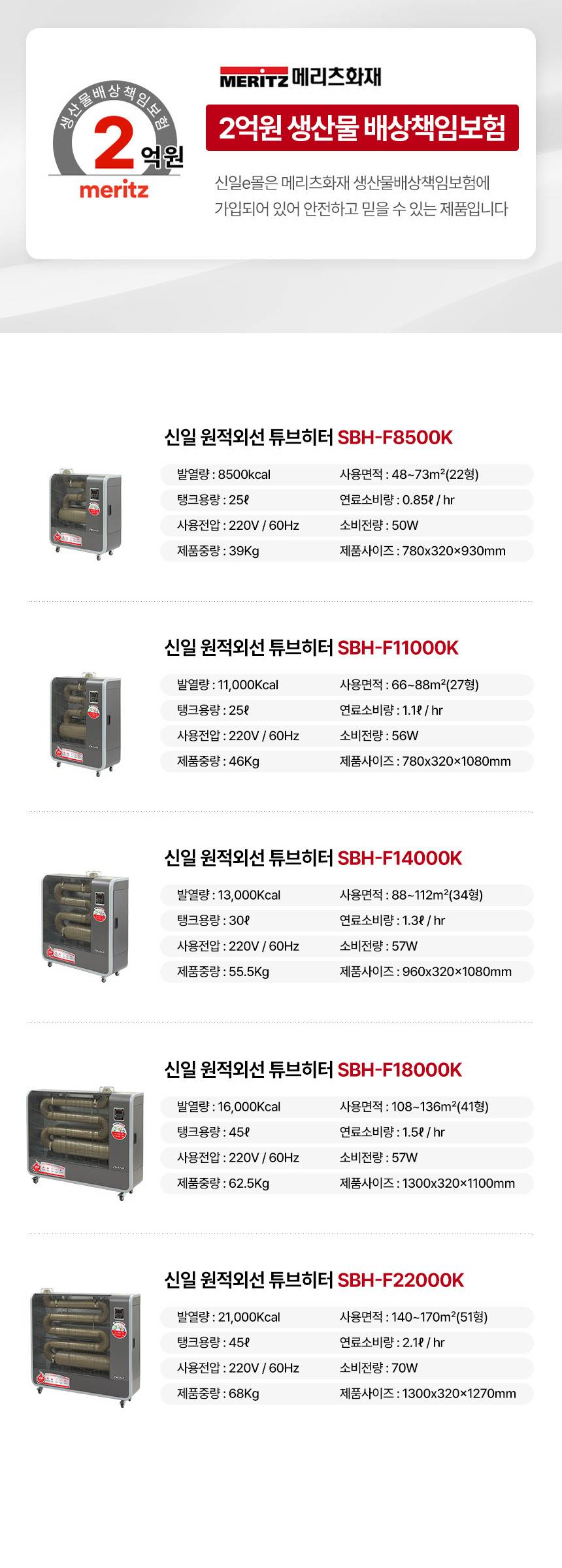 신일 원적외선튜브히터(돈풍기) 22형 / SBH-F8500K 노출가준수필수