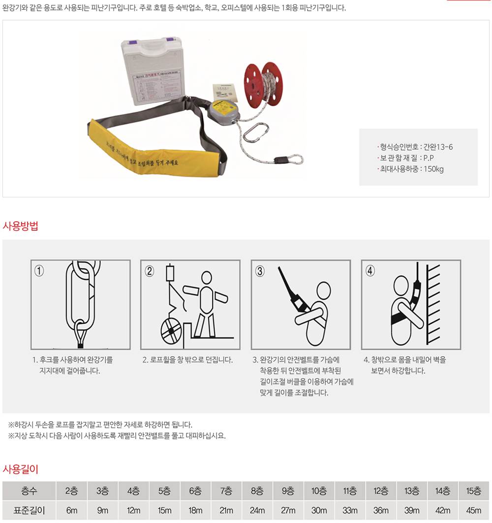 간이 완강기 7층(21M) 단종예정