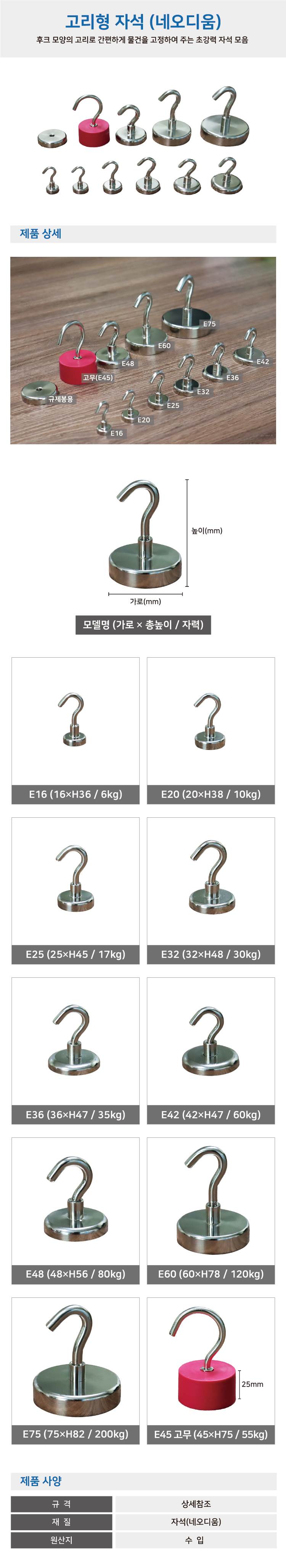 고리형자석(네오디움) E16~E42 E20×H38 (10개입)