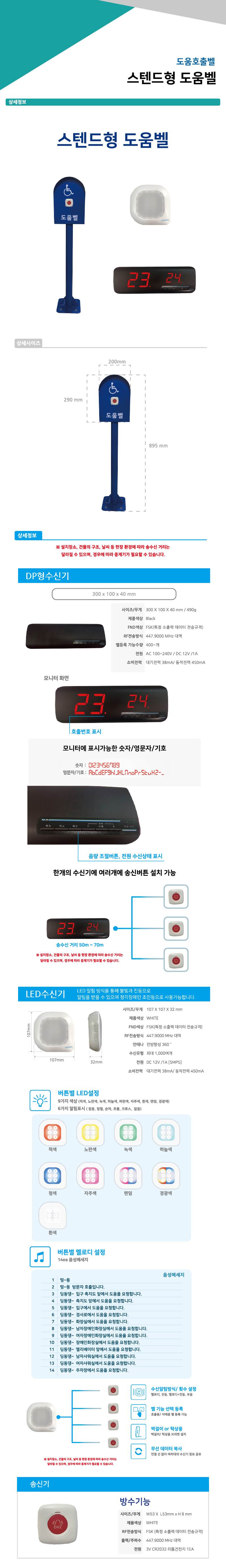 도움벨(스텐드/벽부) 전용)수신기(LED)
